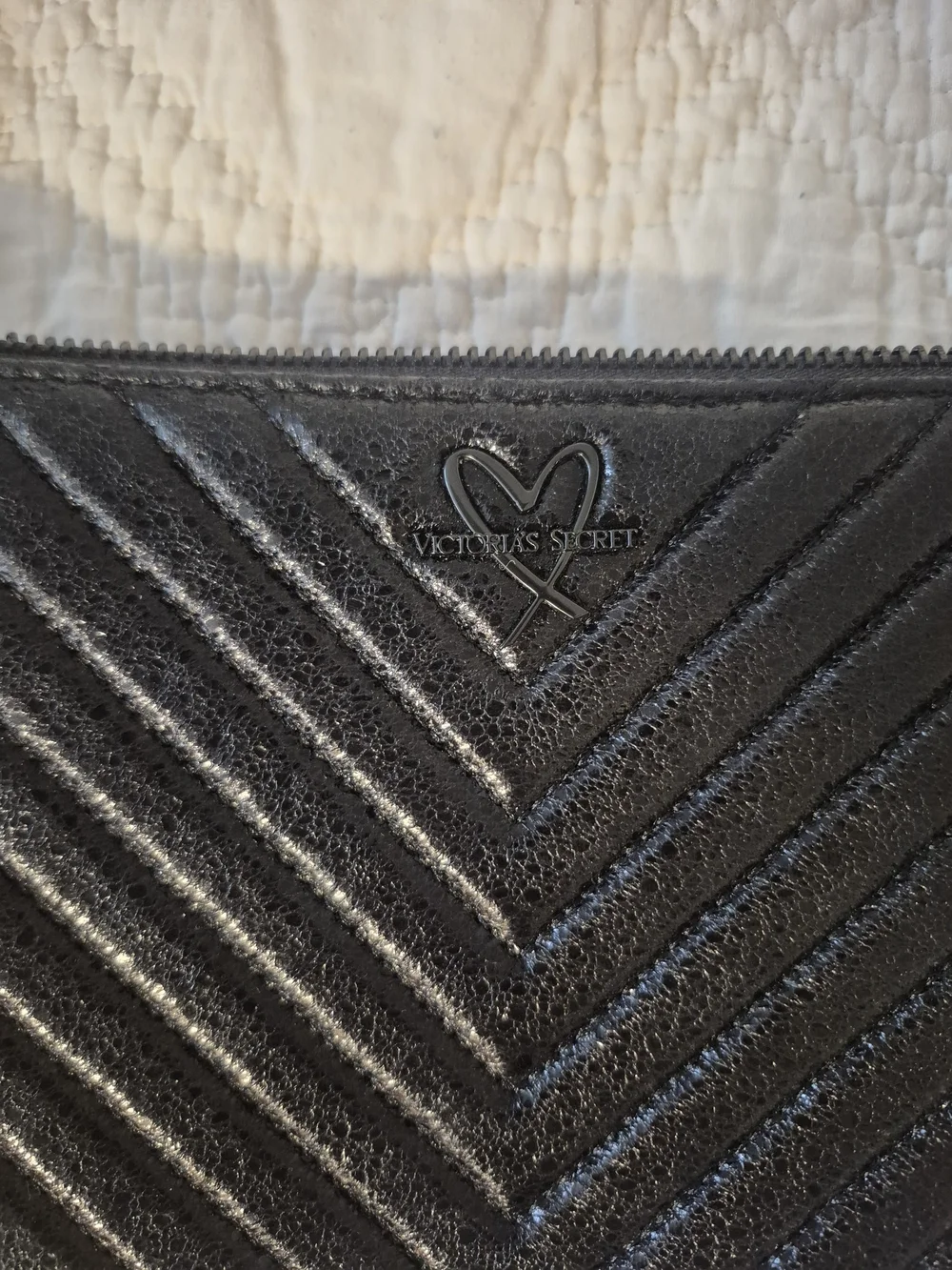 Victoria's Secret Black Quilted Chevron Chain Crossbody Bag